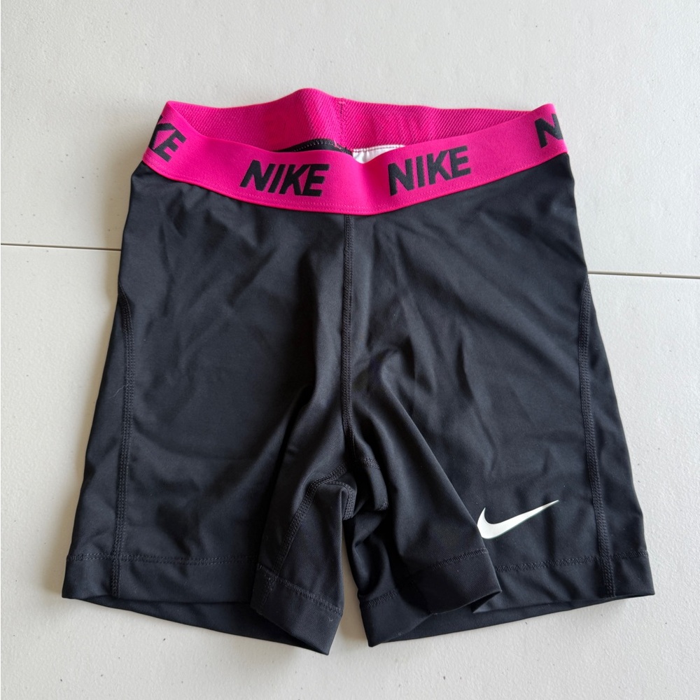 Nike Black and Pink Spandex Shorts